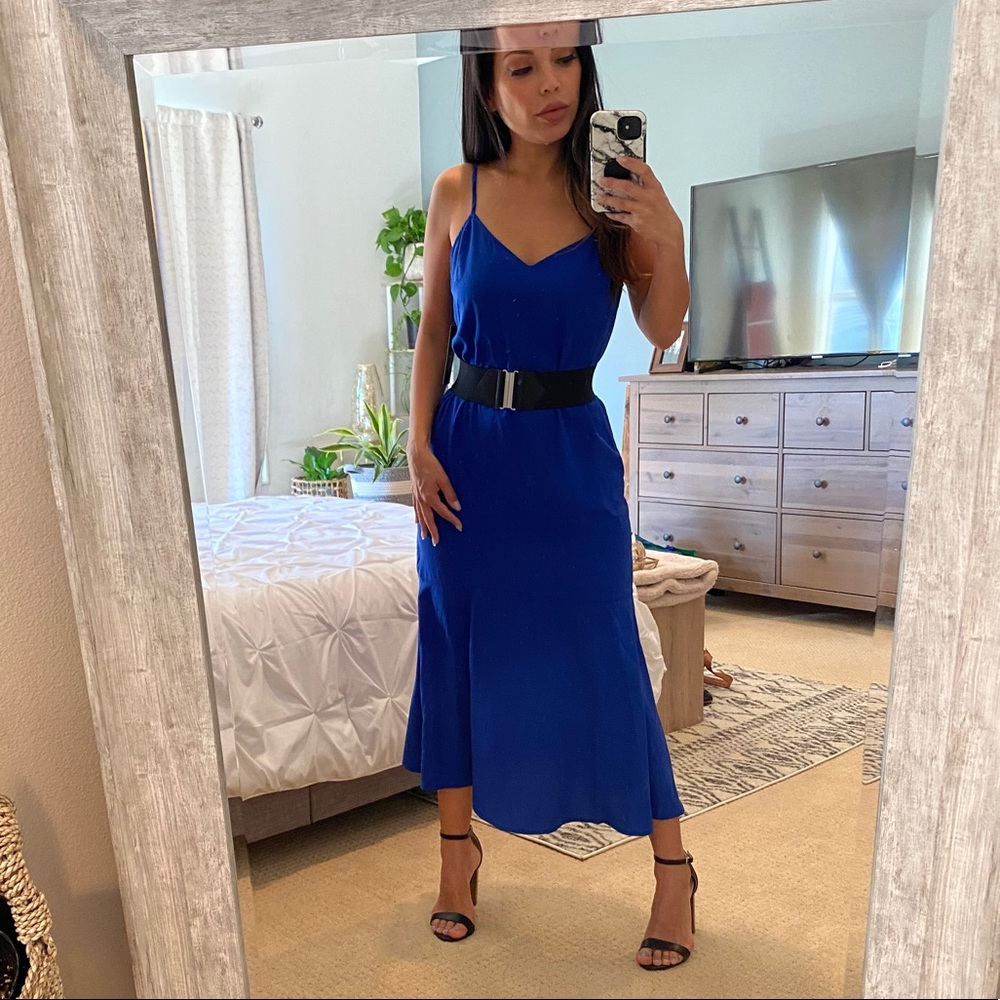 NWT Lulus royal blue midi flowy dress XS